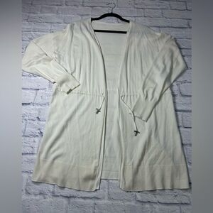 Elegant Cream/Ivory  Women's Sweater Cardigan with Drawstring Waist. Size XL